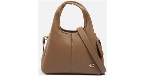 COACH Lana 23 Polished Pebbled Leather Shoulder Bag in Brown | Lyst