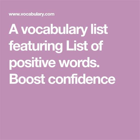 List Of Positive Words To Boost Confidence