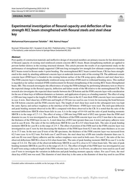 Experimental Investigation Of Flexural Capacity And Deflection Of Low