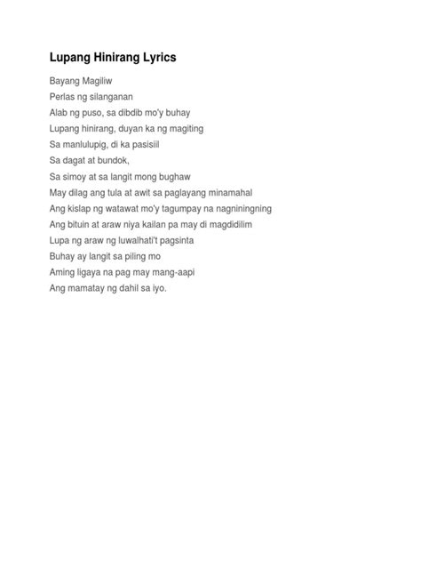 Lupang Hinirang Lyrics | PDF