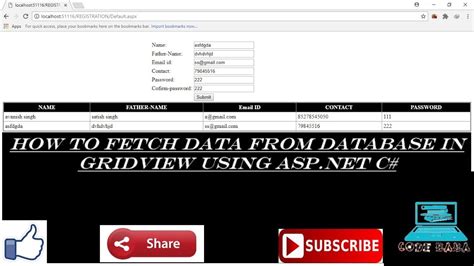 How To Fetch Data From Database In Gridview Using Asp Net C Youtube