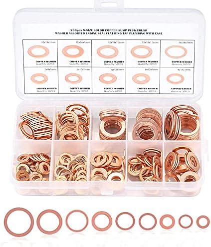 Swpeet Pcs Sizes Copper Metric Sealing Washers Flat Washers