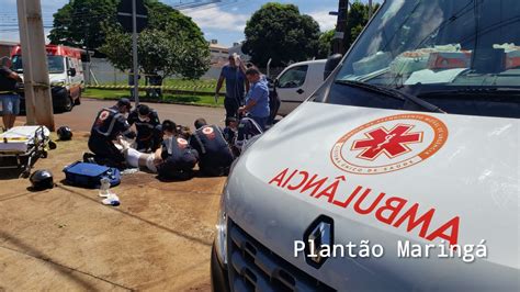 Idoso tem perna amputada após acidente entre carro e moto em Maringá