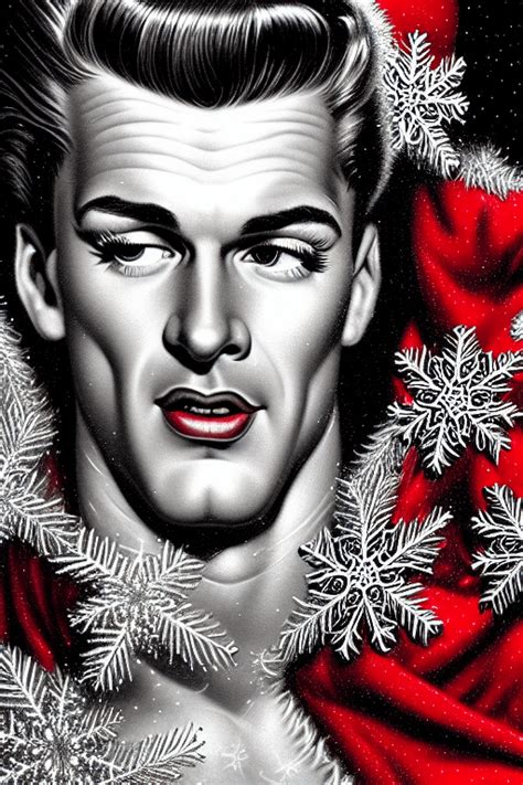 High Resolution 1950s Christmas Pinup Male Model · Creative Fabrica