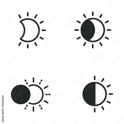 Phases Of Solar And Lunar Eclipse Icon Template Color Editable Sun Or