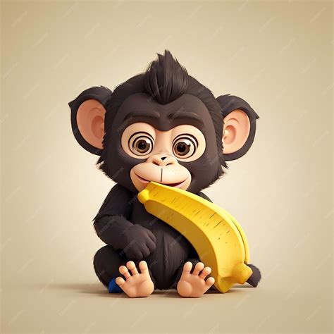 Premium Photo | Cute Baby Monkey Hug Banana Cartoon Vector Icon ...