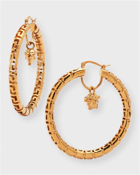 Versace Greca And Medusa Hoop Earrings Versace Gold Editorialist