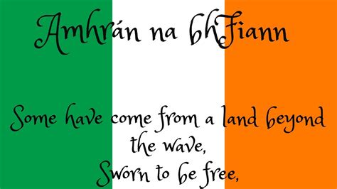 Irish National Anthem “amhrán Na Bhfiann” Ireland Anthem English Lyrics Youtube