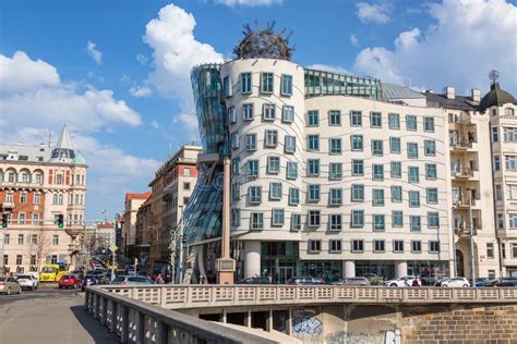 Prague, Czech Republic - April, 2018: Dancing House Ginger and Fred in ...