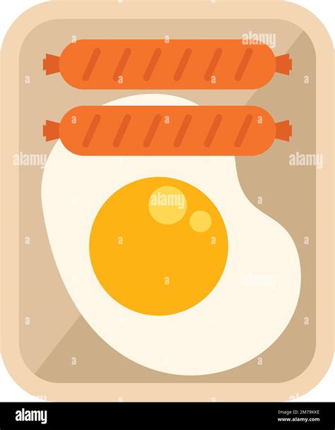 Fried Egg Airline Food Icon Flat Vector Flight Meal Dinner Airport