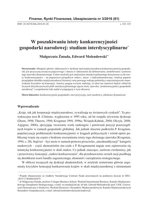 PDF W poszukiwaniu istoty konkurencyjności gospodarki narodowej