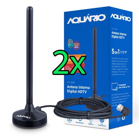 KIT c 2 Antena Digital Aquário 5 Em 1 Vhf Uhf Fm 4k Dtv100p Shopee Brasil