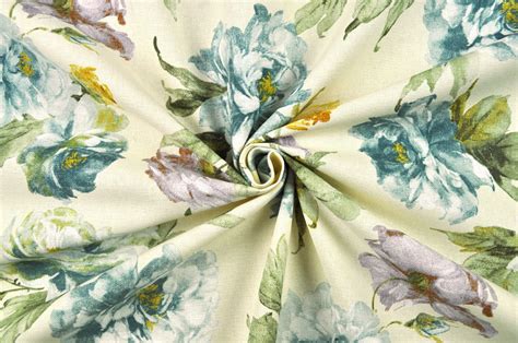 Deko Stoff Premium Country Aquarell Blumen Blau Online Kaufen