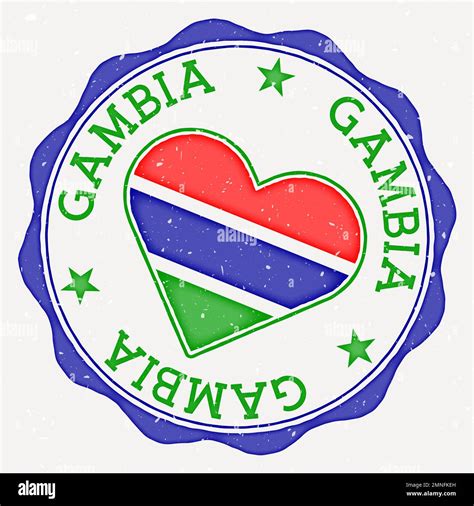 Gambia Heart Flag Logo Country Name Text Around Gambia Flag In A Shape