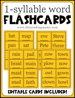 One-Syllable Words Flashcards - This Reading Mama