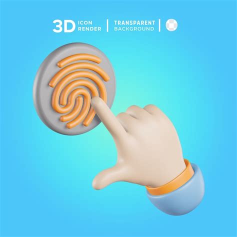 Premium Psd Psd Hand Touch Fingerprint D Illustration