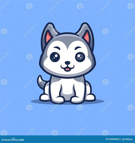 Husky Sitting Happy Cute Creative Kawaii Cartoon Mascot Logo Stock ...