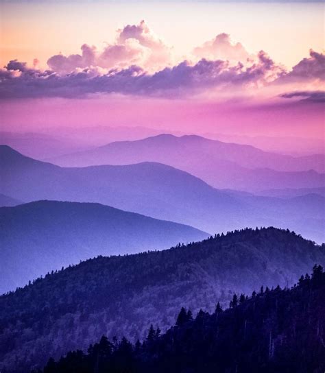 A pinkish-purple haze over the Smoky Mountains -- Breathtaking ...