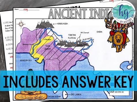 An Ancient India Map With The Text Includes Answer Key