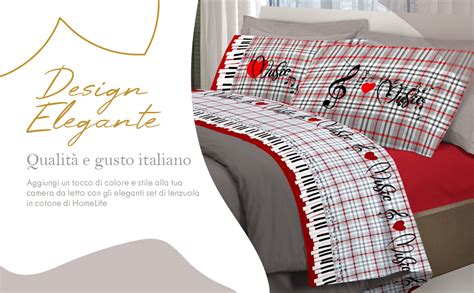 Homelife Set Lenzuola Una Piazza E Mezza Cotone Made In Italy