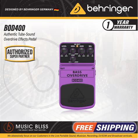 Behringer Bod400 Bass Overdrive Effects Pedal Bod 400 Bod 400 Music Bliss Malaysia