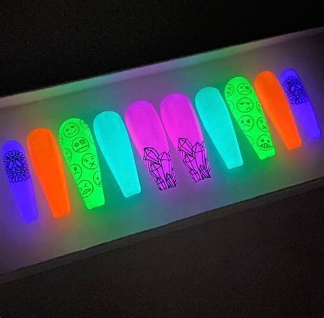 Glow In The Dark Festival Press On Nails Neon Festival Nails Fake Nails Gel Nails Acrylic Nails