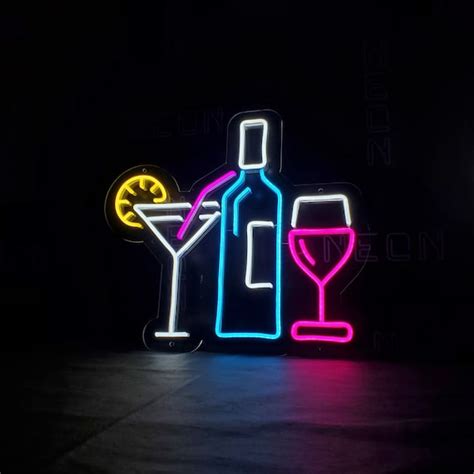 Wine Neon Sign Wine Led Sign Wine Light Signwine Wall Etsy