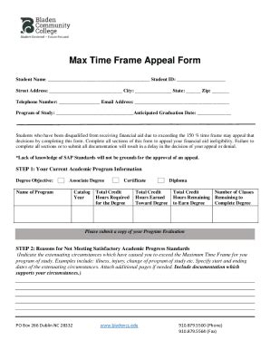 Fillable Online Student Appeal Form For Exceeding Maximum Fax Email