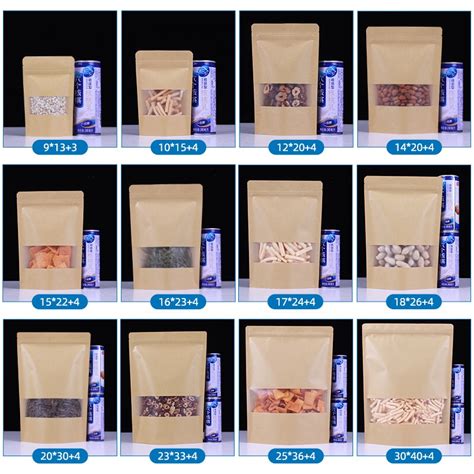 Custom Stand Up Pouches With Window And Zip Lock White Kraft Paper