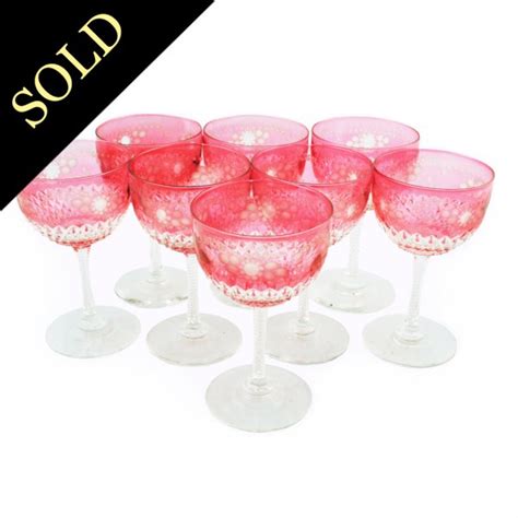 Antique Wine Glasses Edwardian Ruby Glass Wine Glasses