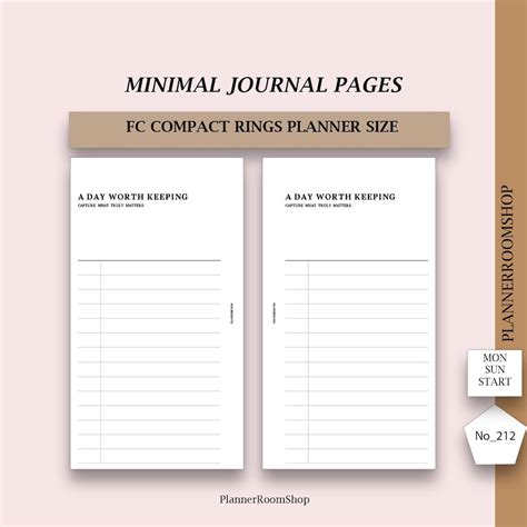 fc compact minimal journal pages gratitude planner insert
