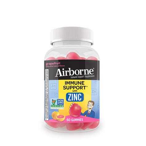 Airborne immune support zinc gummies 60ct grapefruit 60 gummies 30 ...