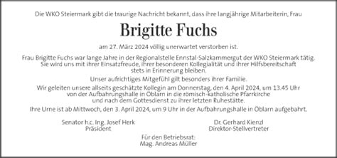 Traueranzeigen Von Brigitte Fuchs Trauer Kleinezeitung At