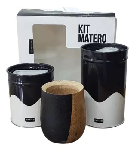 Set Matero Kit Latas Yerbera Azucarera Y Mate Con Caja En Venta En