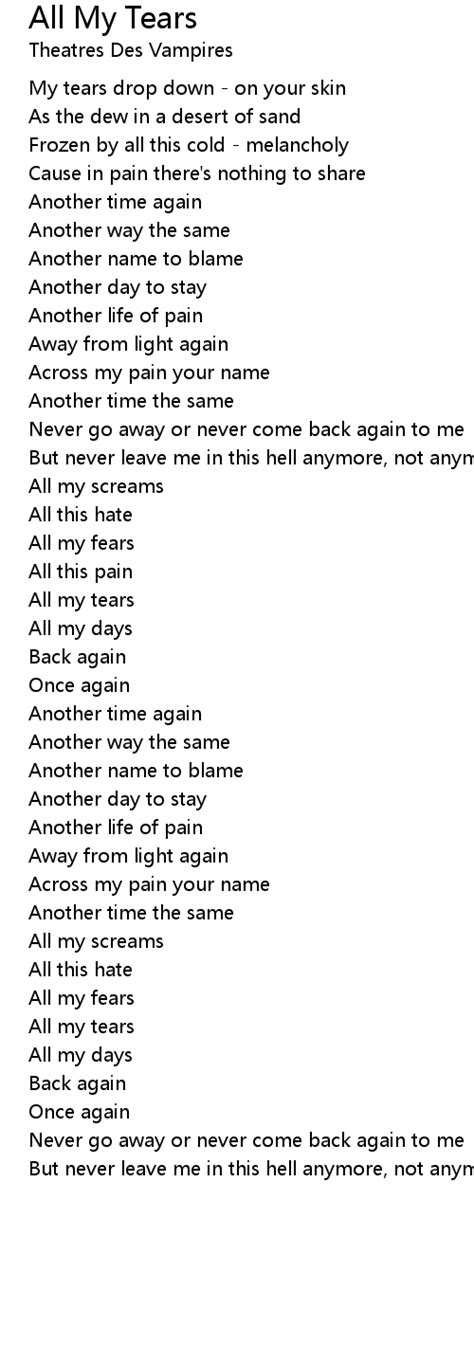 All My Tears Lyrics - Follow Lyrics