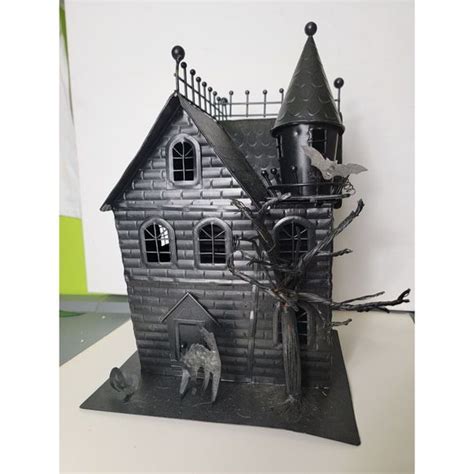 Unbranded Other Vintage Black Metal Haunted Spooky House Tealight