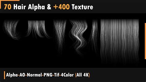 Artstation 70 Hair Card Alpha Textures Brushes