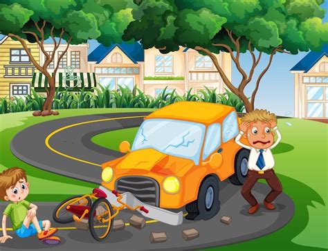 Premium Vector | Accident scene with car crash in the park