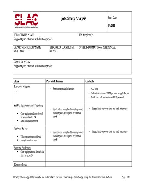 Free Printable Jsa Forms