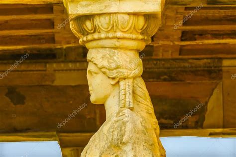 Porche Caryatids Ruinas Templo De Erechtheion Acr Polis Atenas Grecia