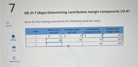 Solved Qs Algo Determining Contribution Margin Chegg