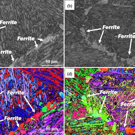 Band Contrast Map Of Specimens A B And Ferrite Orientation Maps Of Download Scientific