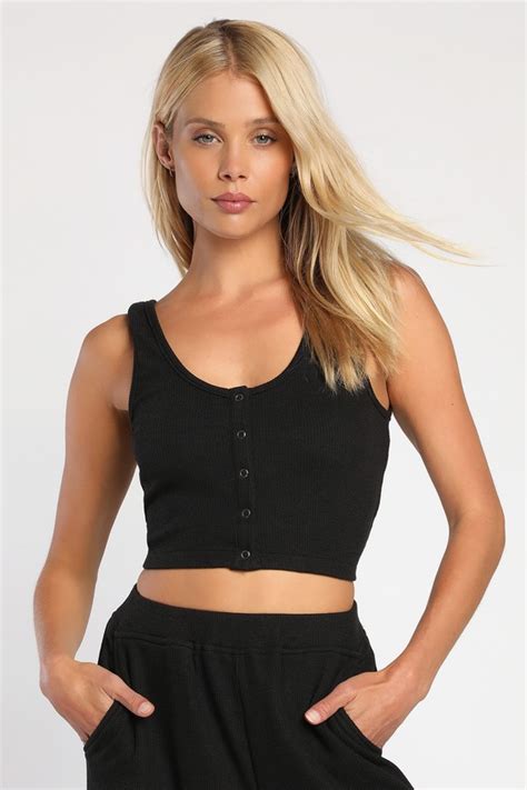 Black Ribbed Tank Top Black Crop Tank Top Black Lounge Set Lulus