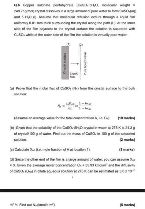 Solved Q 6 Copper Sulphate Pentahydrate Cuso4⋅5h2o