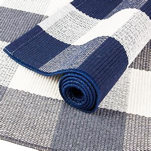 Amazon NANTA Navy Blue And White Cotton Buffalo Plaid Rug 27 5 X