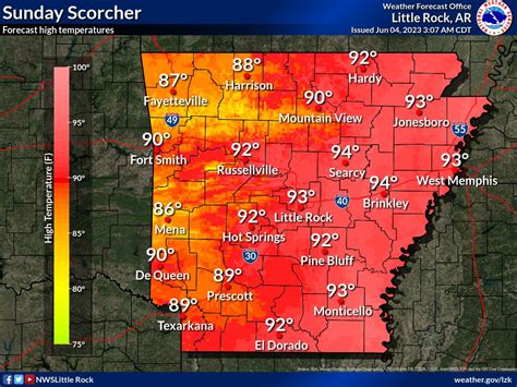 NWS Little Rock on Twitter: "Another very warm day is expected across ...