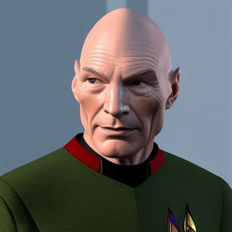 Captain Picard from USS Enterprise with Photorealistic Vulcan Ears · Creative Fabrica