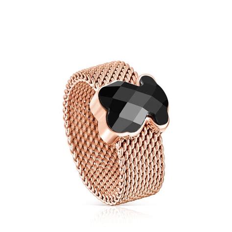 Anillo Mesh Color De Acero Ip Rosado Y Nix Tous