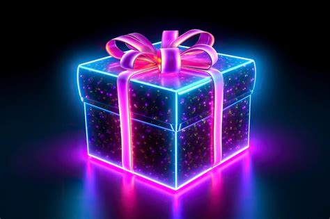 Premium Photo | Neon gift box Generative AI