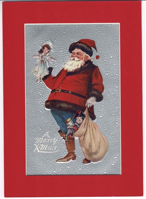 Vintage Santa Claus Christmas Postcard Matted 100 Authentic Etsy